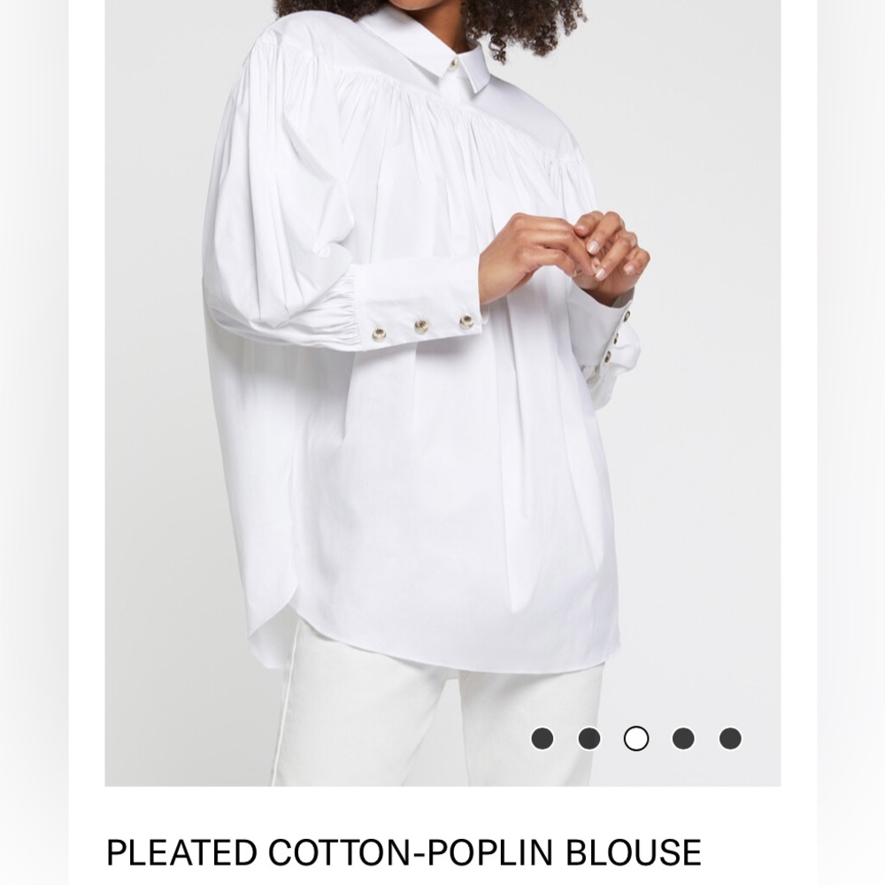 Paule Ka Paris PLEATED COTTON-POPLIN BLOUSE